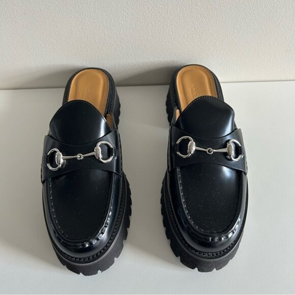 GUCCI Sylke horsebit-detailed glossed-leather mules Black Size 39.5 - Picture 6 of 10
